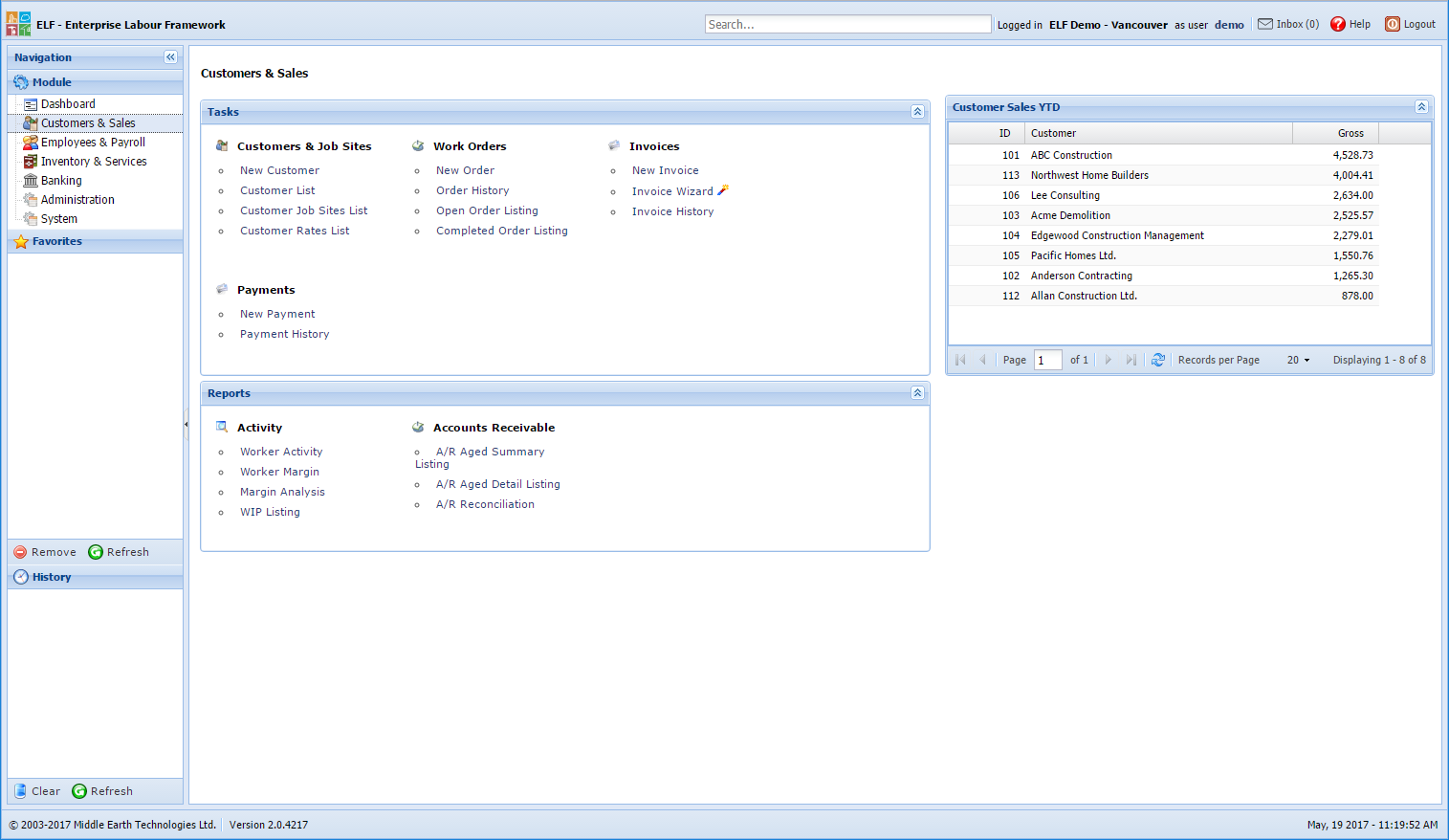 Customers & Sales Module